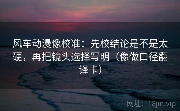 风车动漫像校准：先校结论是不是太硬，再把镜头选择写明（像做口径翻译卡）  第2张